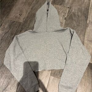 Gray Cropped Hoodie Sweater